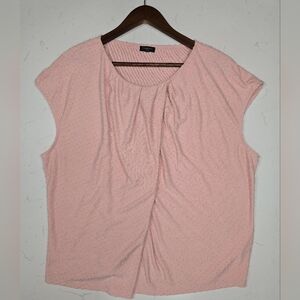 Talbots Women's Pink Twisted Swiss Dots Sleeveless Textured Career Blouse Work